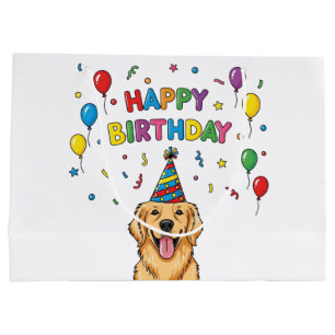 Grand Sac Cadeau Doodle Golden Retriever Doodle Joyeux anniversaire