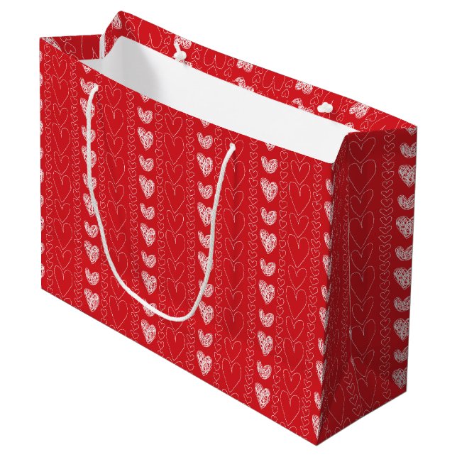 Grand Sac Cadeau Doodles Heureuses Saintes-Valentin (Devant Angle)