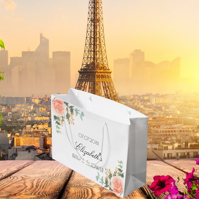 Grand Sac Cadeau Douce pluie de fleurs rose gold et eucalyptus pour (Créateur téléchargé)