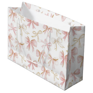Grand Sac Cadeau Douce Réception Rose Foncé Rubans Bébé