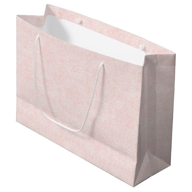 Grand Sac Cadeau Douce Soirée de Mariage Fleurie Rose (Devant Angle)