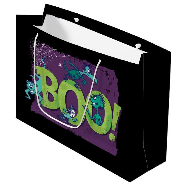 Grand Sac Cadeau Dr Seuss | BOO ! Graphique d'Halloween (Devant Angle)