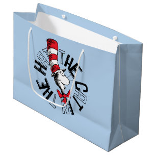 Grand Sac Cadeau Dr Seuss Chat dans l'art rond Casquette