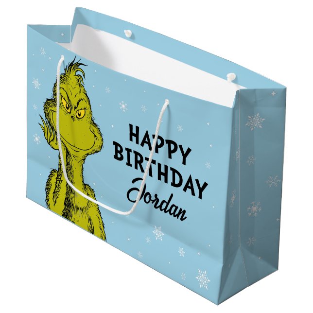Grand Sac Cadeau Dr Seuss | Grinch Winter Birday (Devant Angle)