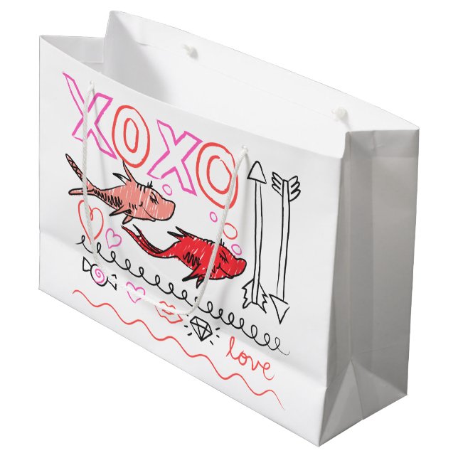 Grand Sac Cadeau Dr Seuss Valentine| Conception XOXO (Devant Angle)