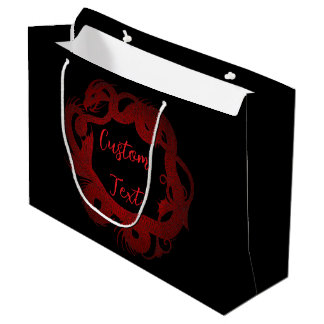 Grand Sac Cadeau Dragon Rouge Personnalisé