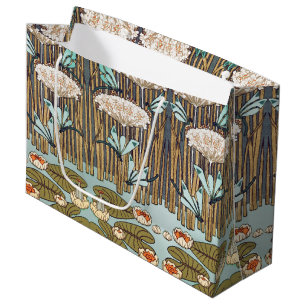 Grand Sac Cadeau Dragonflies Water Lilies Marais Art Nouveau