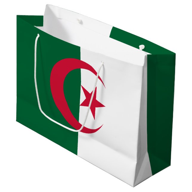 Grand Sac Cadeau Drapeau algérien patriotique (Devant Angle)