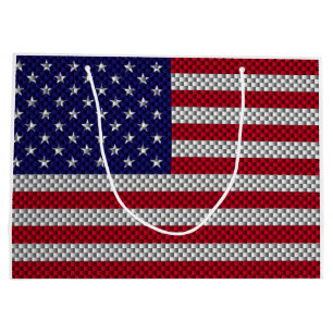 Grand Sac Cadeau Drapeau américain sur l'impression en fibre de car