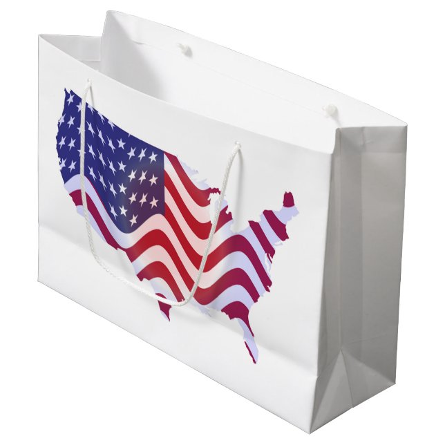 GRAND SAC CADEAU DRAPEAU AMÉRICAIN WAVY (Devant Angle)