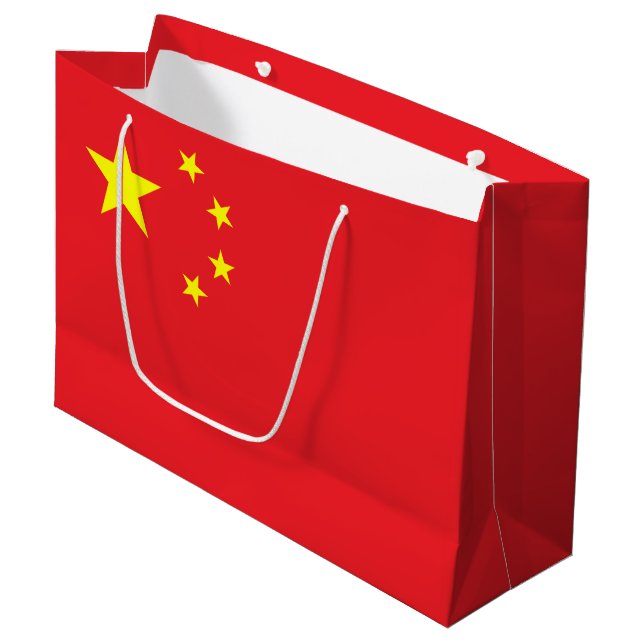 Grand Sac Cadeau Drapeau chinois (Devant Angle)