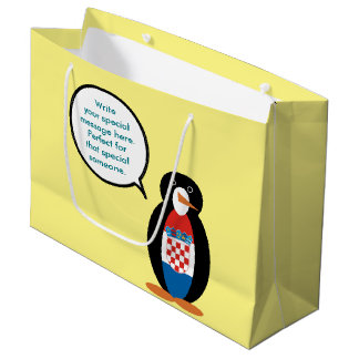 Grand Sac Cadeau Drapeau Croate Ms Penguin Personnalisé Parlant 