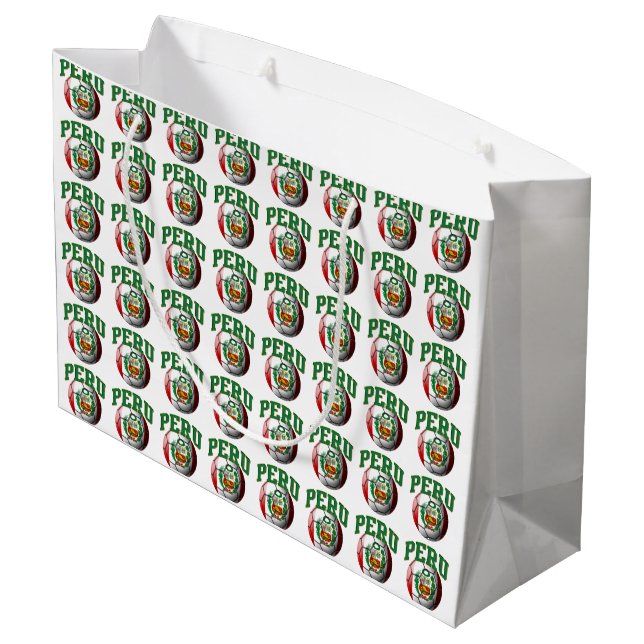 Grand Sac Cadeau Drapeau de ballon de football du Pérou (Dos Angle)