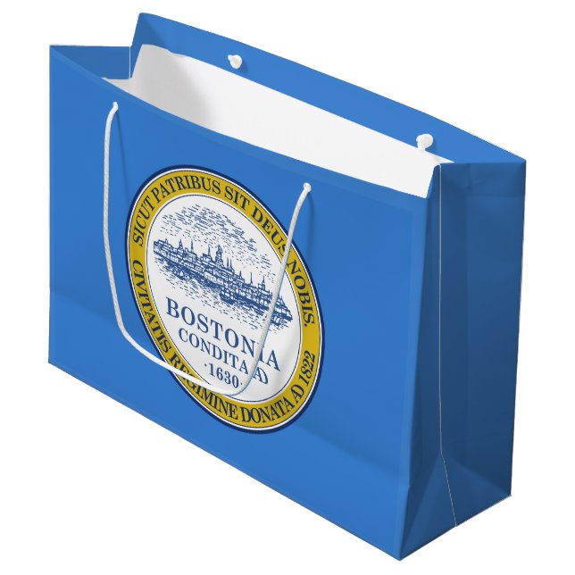 Grand Sac Cadeau Drapeau de Boston, Massachusetts (Devant Angle)