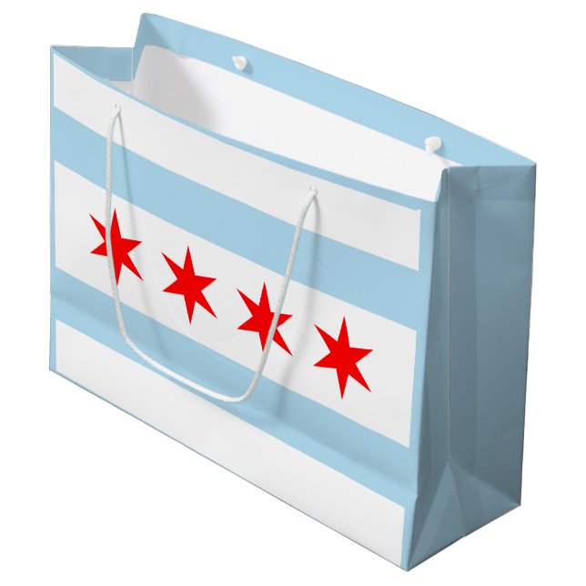 Grand Sac Cadeau Drapeau de Chicago, l'Illinois (Devant Angle)