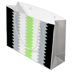 Grand Sac Cadeau Drapeau de fierté Agender Abstrait Groovy Boho Zig