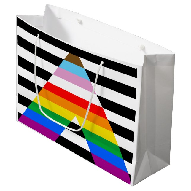 Grand Sac Cadeau Drapeau de fierté allié du progrès LGBTQ (Devant Angle)