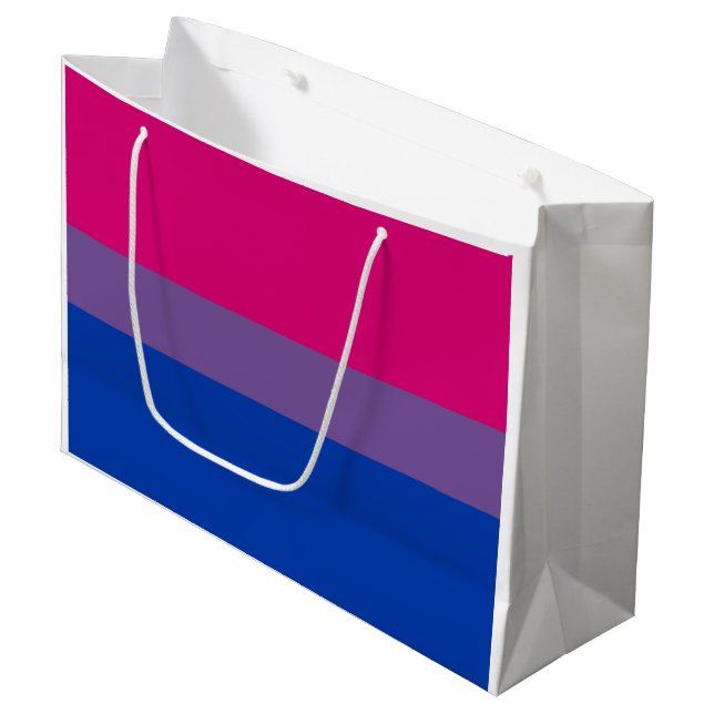 Grand Sac Cadeau Drapeau de fierté bisexuel (Devant Angle)