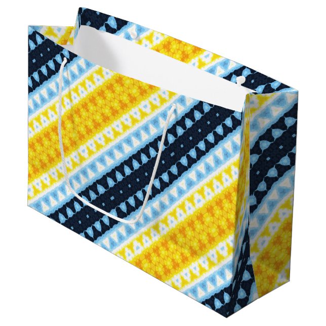 Grand Sac Cadeau Drapeau de fierté Boho Groovy Géométrique Abstrait (Devant Angle)