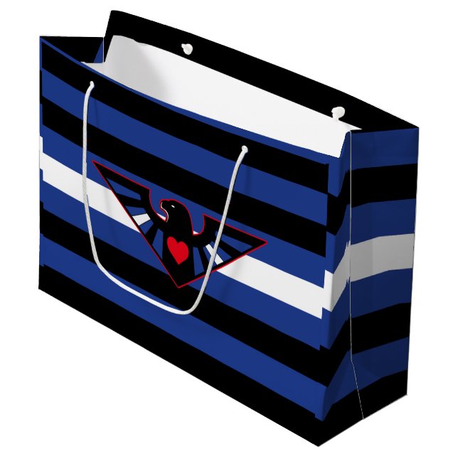 Grand Sac Cadeau Drapeau de fierté d'aigle en cuir (Devant Angle)