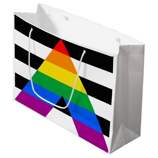 Grand Sac Cadeau Drapeau de fierté d'allié (Devant Angle)
