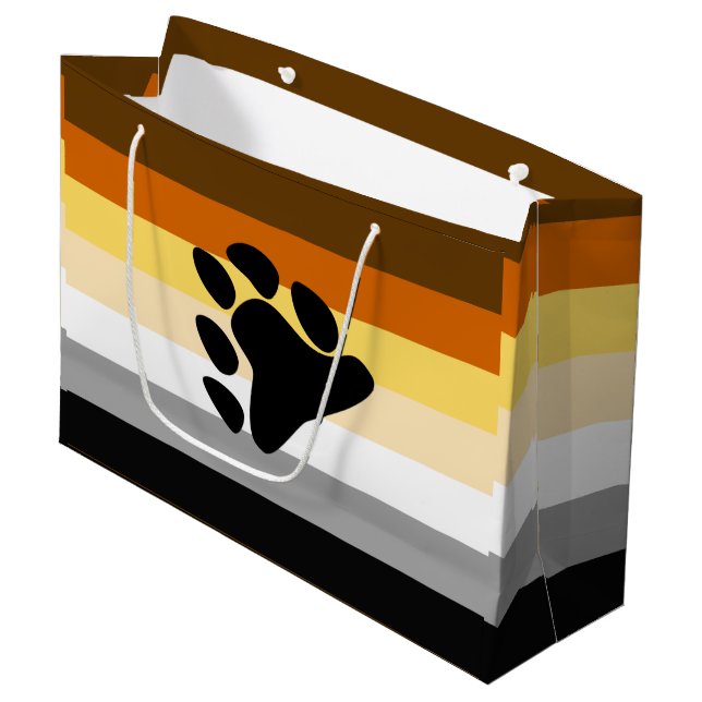 Grand Sac Cadeau Drapeau de fierté de l'ours avec patte (Devant Angle)