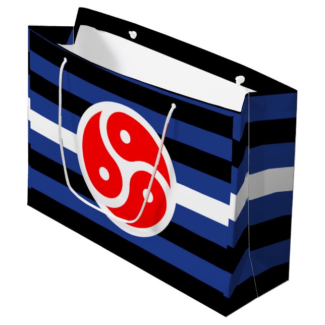 Grand Sac Cadeau Drapeau de fierté de pratique en cuir (Devant Angle)