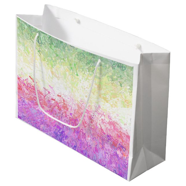 Grand Sac Cadeau Drapeau de Fierté Genderdoe Abstrait Boho Trippy (Devant Angle)