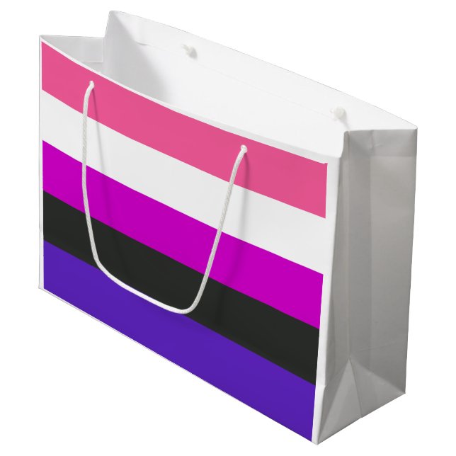 Grand Sac Cadeau Drapeau de fierté genderfluid (Devant Angle)