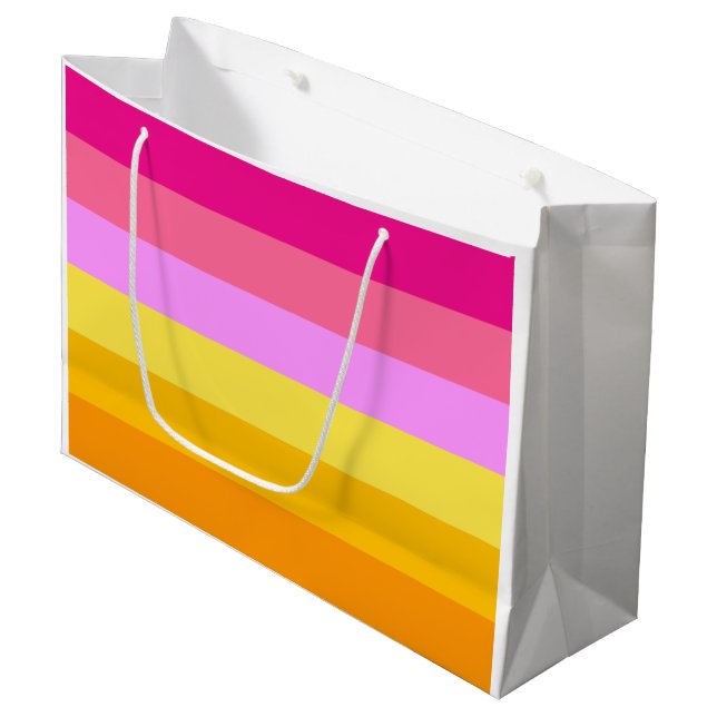 Grand Sac Cadeau Drapeau de fierté lesbienne (Aube) (Devant Angle)