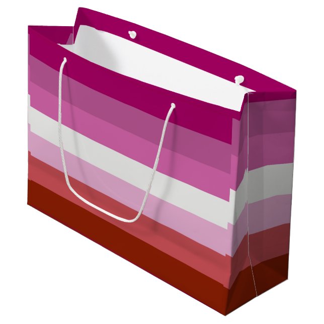 Grand Sac Cadeau Drapeau de fierté lesbienne (Origine) (Devant Angle)