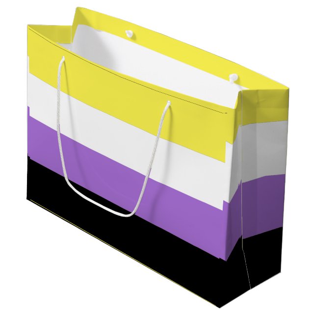 Grand Sac Cadeau Drapeau de fierté non binaire (Devant Angle)