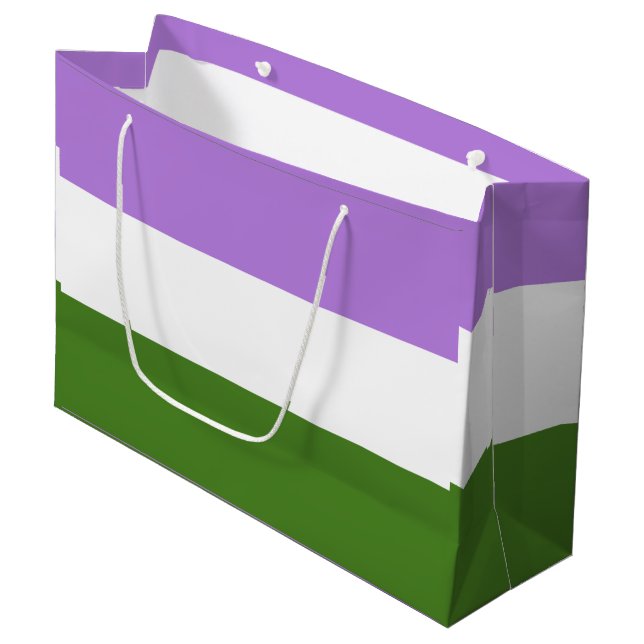 Grand Sac Cadeau Drapeau de fierté queer (Devant Angle)