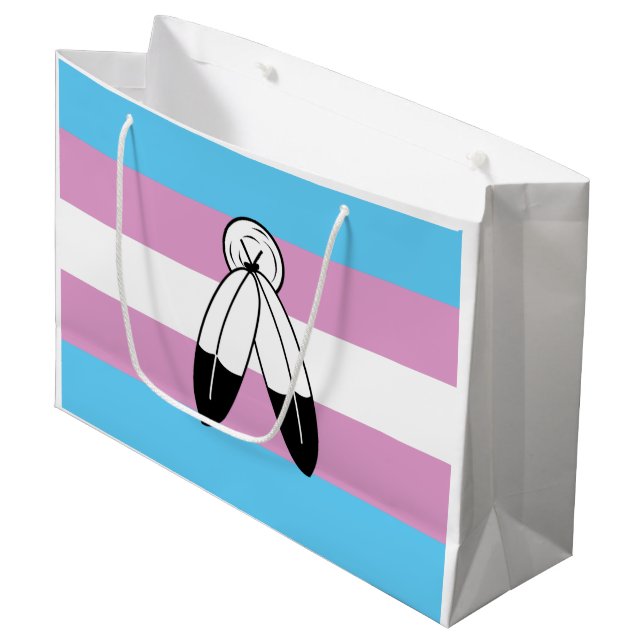Grand Sac Cadeau Drapeau de fierté trans bispirituel (Devant Angle)