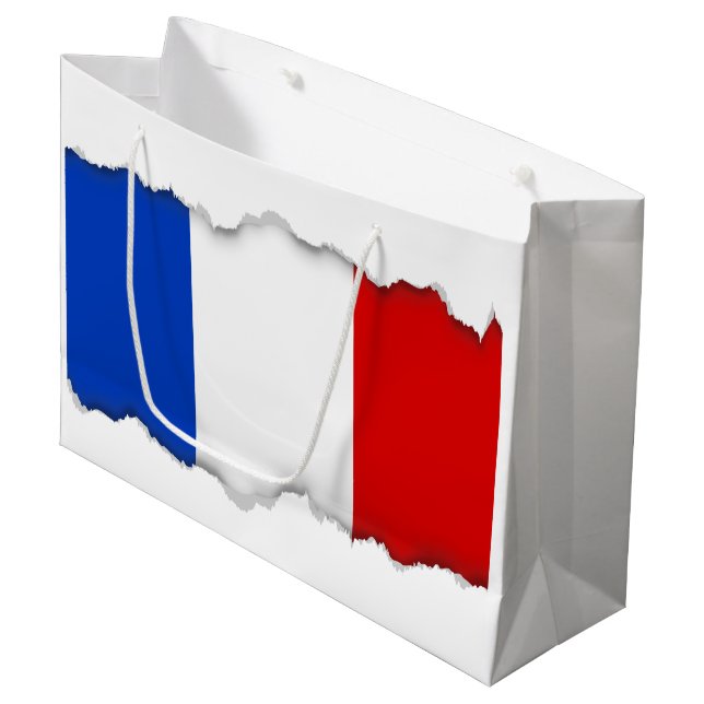 Grand Sac Cadeau Drapeau de France (Devant Angle)