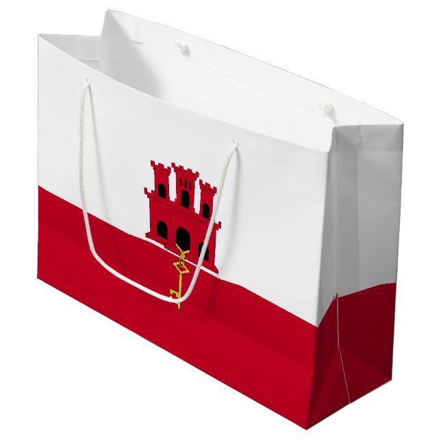Grand Sac Cadeau Drapeau de Gibraltar (Devant Angle)