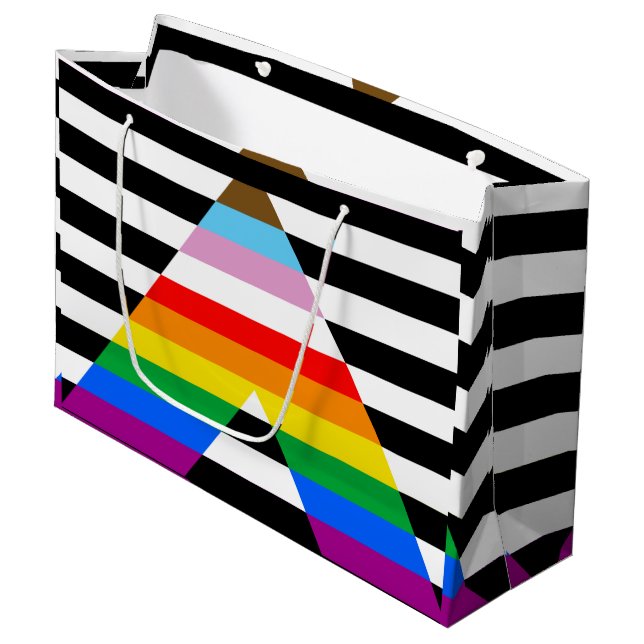Grand Sac Cadeau Drapeau de la fierté de progrès d'allié (Devant Angle)