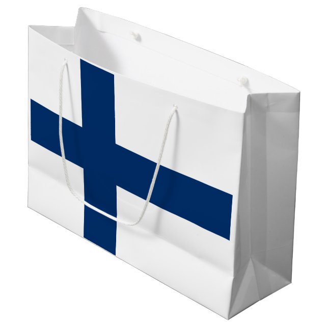 Grand Sac Cadeau Drapeau de la Finlande (Devant Angle)