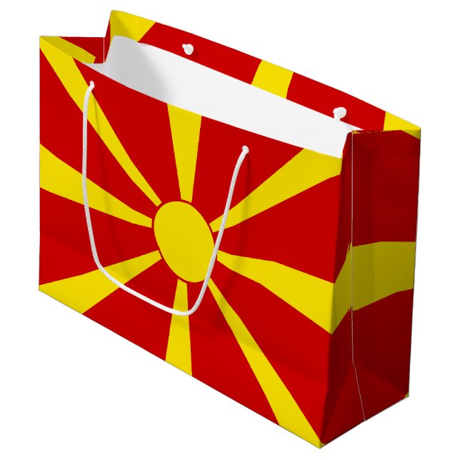 Grand Sac Cadeau Drapeau de la Macédoine du Nord (Devant Angle)