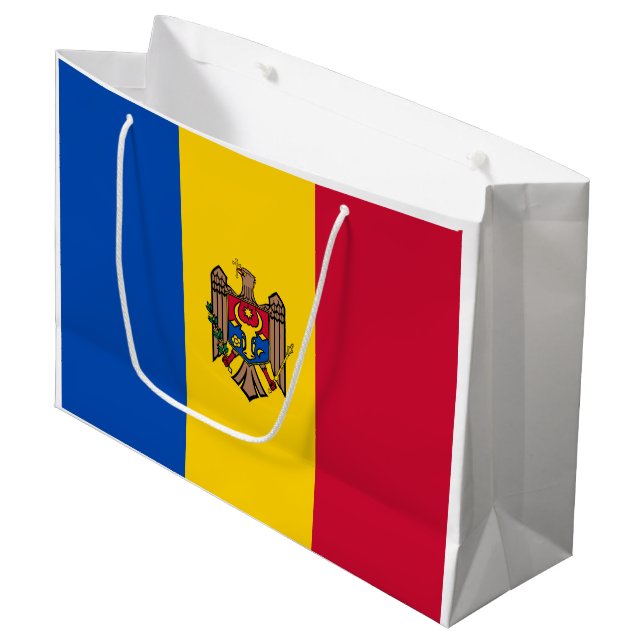Grand Sac Cadeau Drapeau de la Moldavie (Devant Angle)