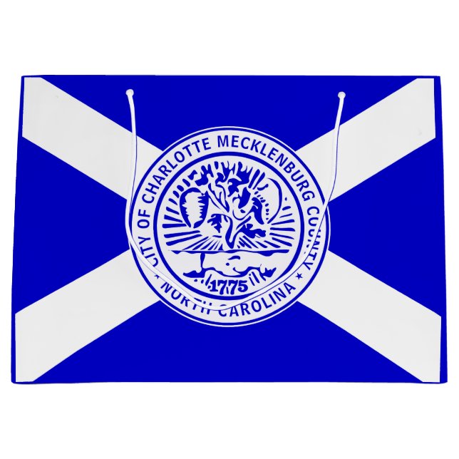 Grand Sac Cadeau Drapeau de la ville de Charlotte (Caroline du Nord (Devant)