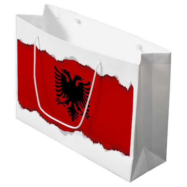 Grand Sac Cadeau Drapeau de l'Albanie (Devant Angle)