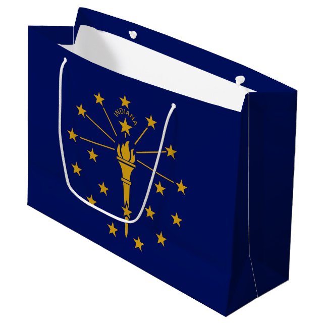 Grand Sac Cadeau Drapeau de l'État de l'Indiana (Devant Angle)