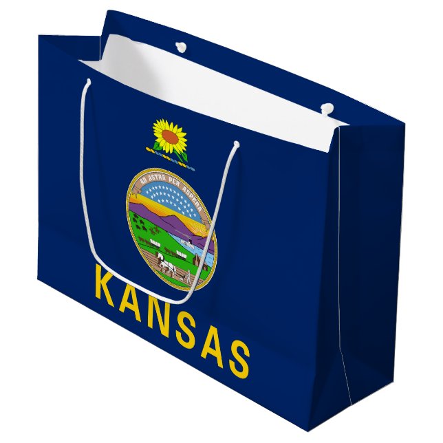 Grand Sac Cadeau Drapeau de l'État du Kansas (Devant Angle)