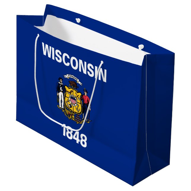 Grand Sac Cadeau Drapeau de l'État du Wisconsin (Devant Angle)