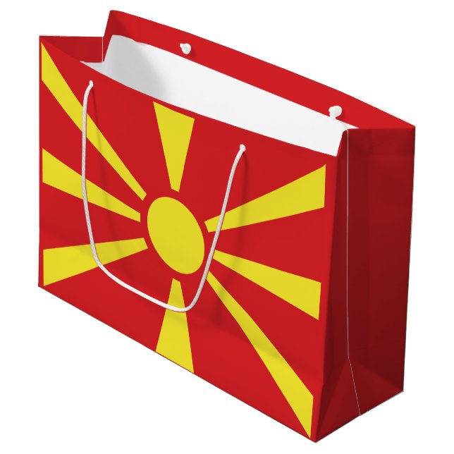 Grand Sac Cadeau Drapeau de Macédoine du Nord (Devant Angle)