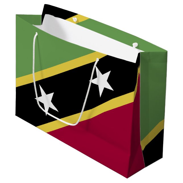 Grand Sac Cadeau Drapeau de Saint-Kitts-et-Nevis (Devant Angle)