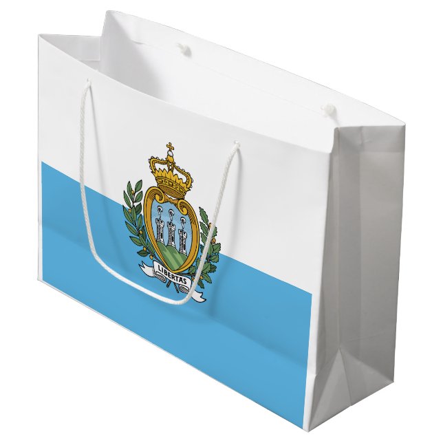 Grand Sac Cadeau Drapeau de Saint-Marin (Devant Angle)