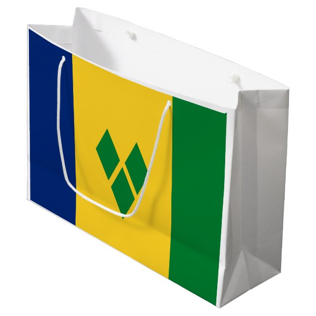 Grand Sac Cadeau Drapeau de Saint-Vincent (Devant Angle)