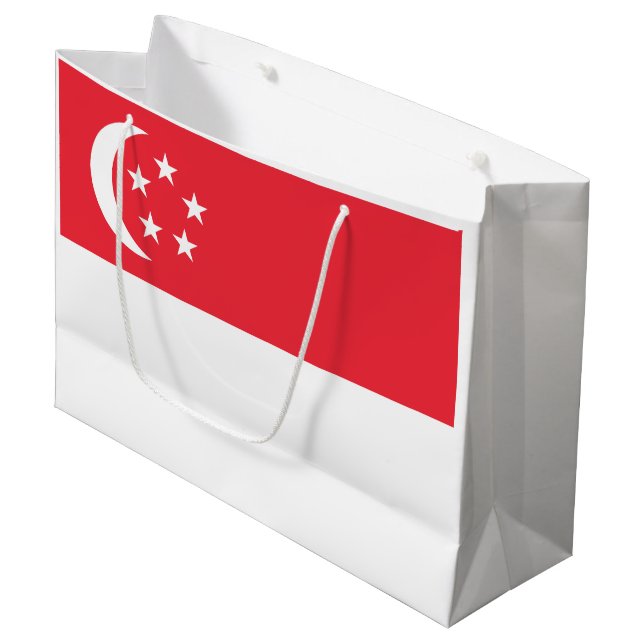 Grand Sac Cadeau Drapeau de Singapour (Devant Angle)